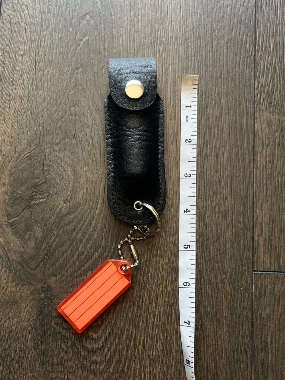 Black Leather Pepper Spray Holster Key Chain